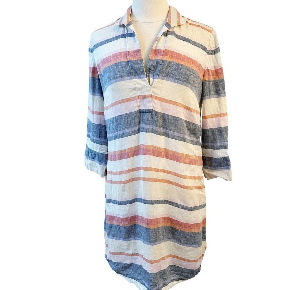 BROOKS BROTHERS Shirt Dress Linen Striped 6